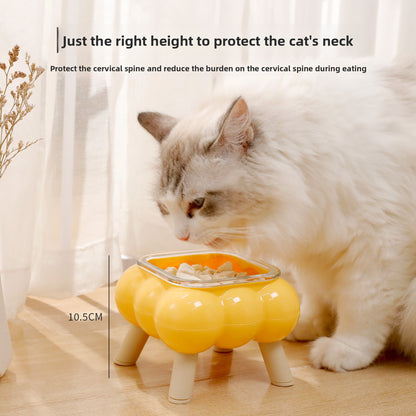 Pipitao Cat Bowl Bubble Glass Design Four Legged High Foot Easy to Clean Pet Feeder