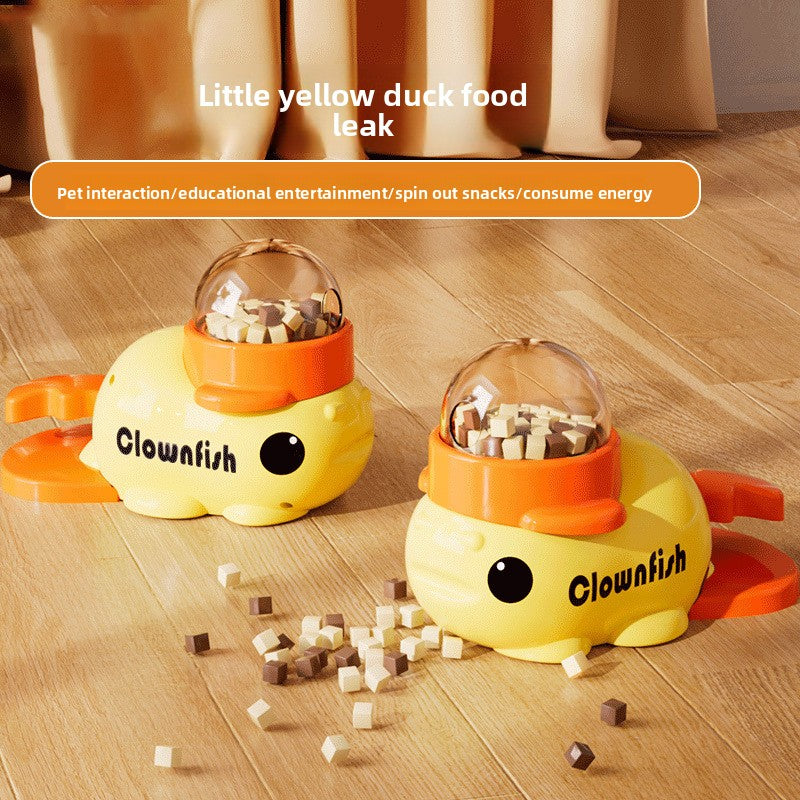 Cat Dog Self-Entertainment Toy: Small Yellow Duck Press-Type Feeder