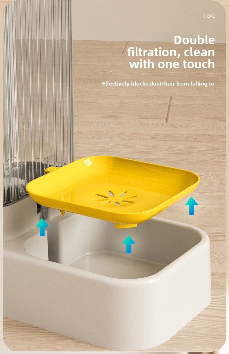 Stainless Steel Cat Bowl Dog Bowl Automatic Water Dispenser with Dry Wet Food Separation Large Capacity Pet Feeder Drinking Fountain Quiet Pump