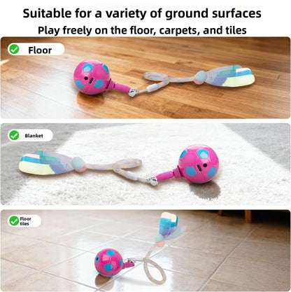 Interactive Q-Bounce Pet Ball Automatic Rolling Smart Fun with Tail Bell