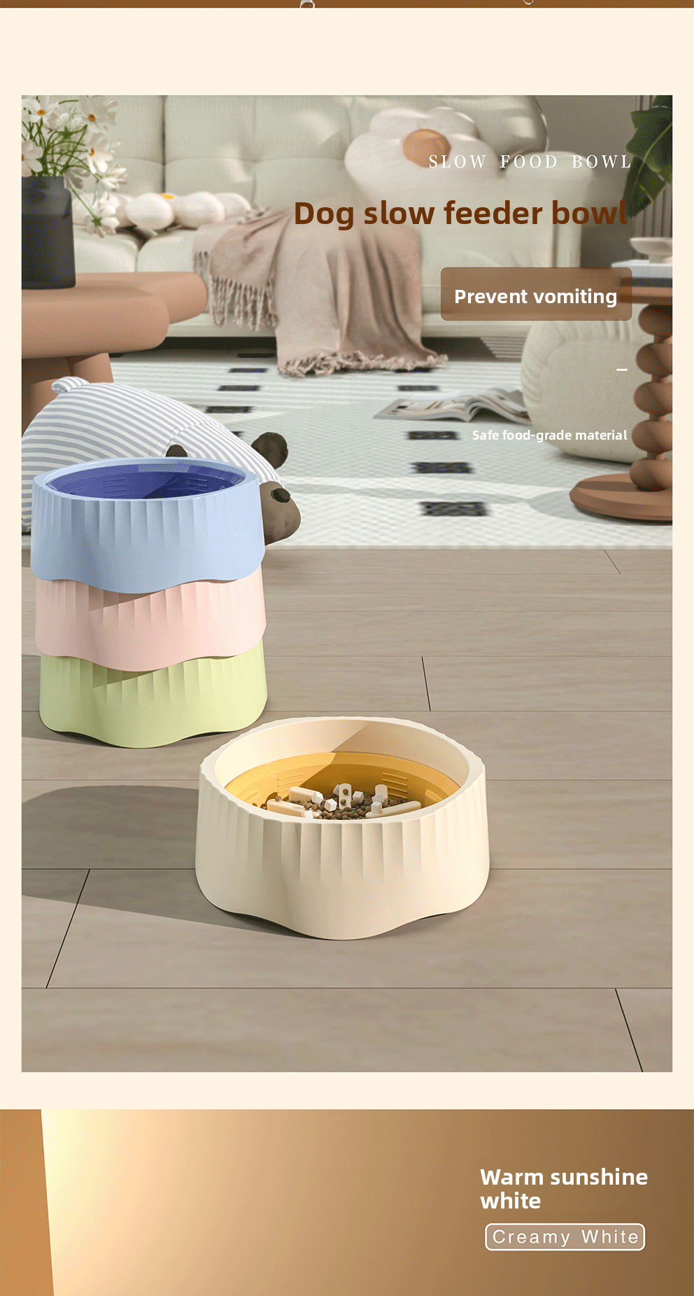 Pet Slow Feeder Bowl 2-in-1 New Dog Anti-Tip Bowl Cat Dog Supplies New Non-Slip Dog Bowl