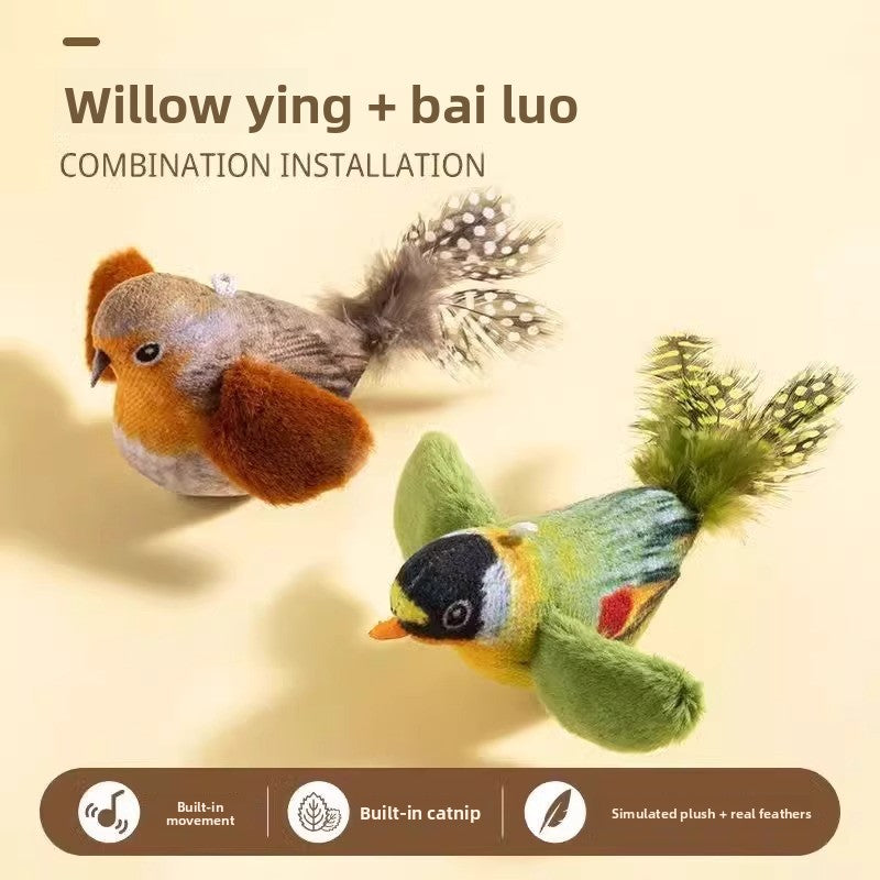 Simulation Bird Sound Cat Toy SelfEntertainment Teaser Wand for EnergyBurning Kitten