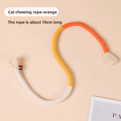 Cat Teaser Chew Rope Toy Self Fun Boredom Easing Teeth Grinding Wand Accessory
