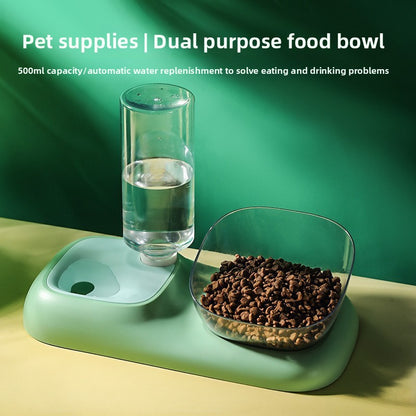 Dog Cat Automatic Refill Water Food Feeder Bowl Pet Supplies Dish Set