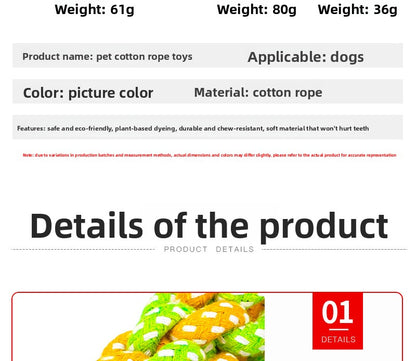 Cotton Rope Dog Toy Set Durable Chew Pet Training Combination