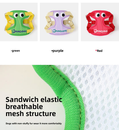 Big Eyes Cute Dog Harness and Leash Set Anti Escape Reflective Adjustable Chest Strap for Small Dogs Outdoor Travel Walking