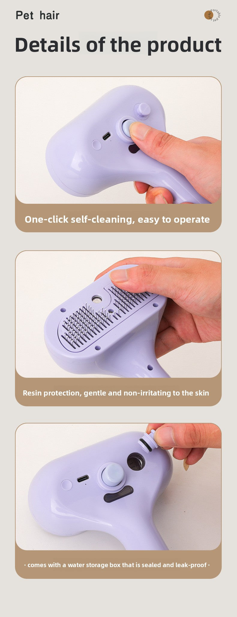 Pet Grooming Spray Comb for Cat Dog Hair Detangling Cleaning