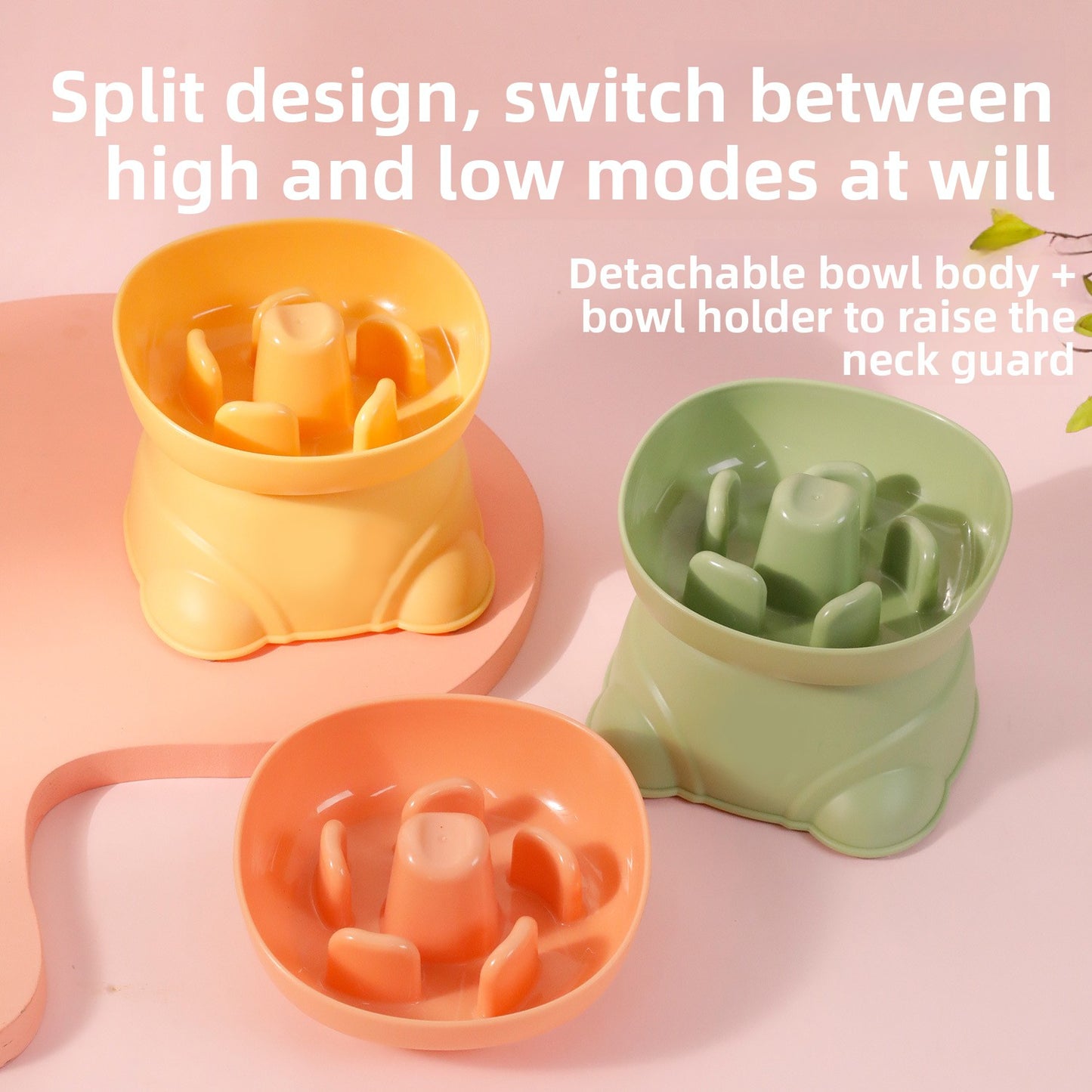 Dog Split Square High Bowl Slow Food Anti Choking Pet Feeding Utensil