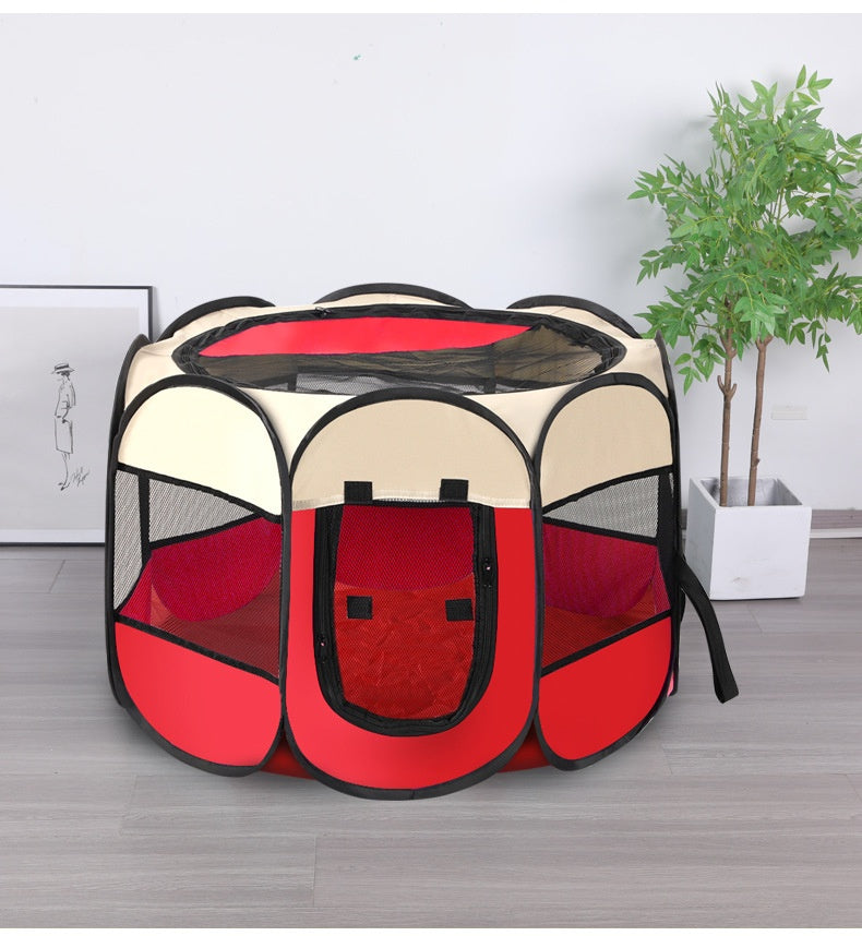 Octagonal Pet Playpen Pet Tent Oxford Cloth Scratch-Resistant Foldable Dog Cage Dog Cat Delivery Room Dog House Cat House