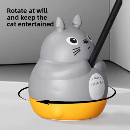 360 Deg Rotating Totoro Cat Teaser Wand Steel Wire Fish Head Bell Boredom Relief Toy
