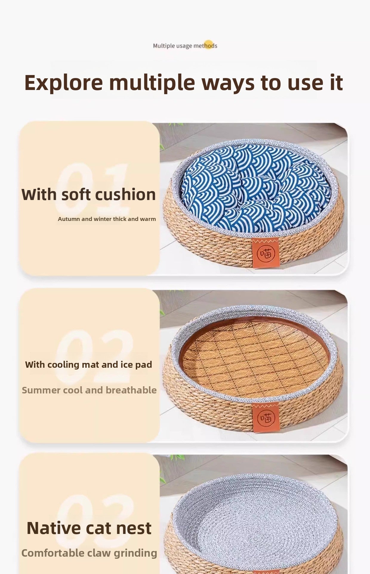 Summer Rattan Cat Villa AllSeason Breathable Comfy ScratchProof Dog House