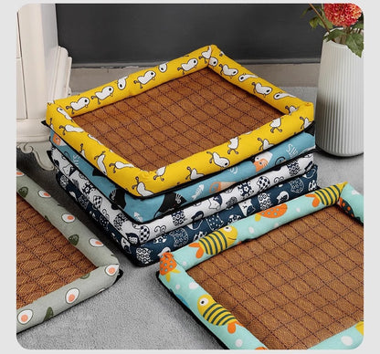 Pet Supplies Summer Cooling Mat Nest Rattan Woven Ice Bed for Cats Sleep