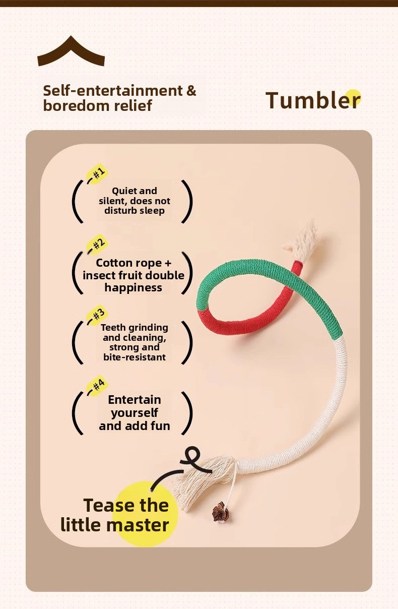 Cat Teaser Chew Rope Toy Self Fun Boredom Easing Teeth Grinding Wand Accessory