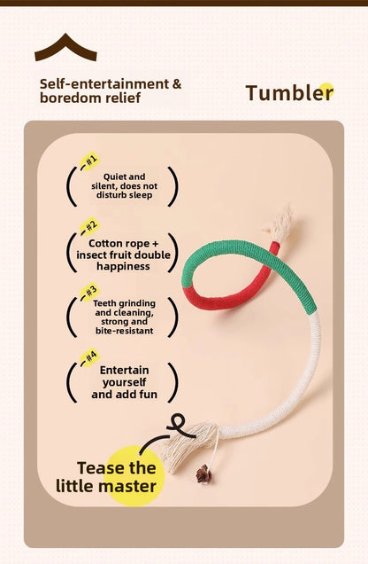 Cat Teaser Chew Rope Toy Self Fun Boredom Easing Teeth Grinding Wand Accessory