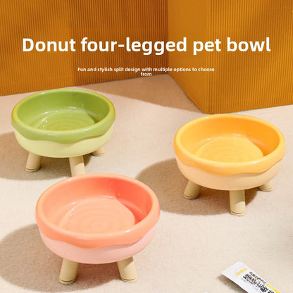 Donut High Raised Dog Bowl Anti Spill Slow Feeder with Neck Support for Large Medium Small Dogs and Cats Pet Food Water Bowl