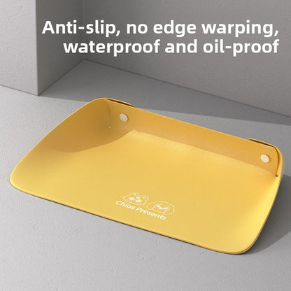 Semi Enclosed Waterproof Pet Placemat Non Slip Oil Proof Thickened Leather Dining Mat for Cats Dogs Food Bowl Mat Creative Design
