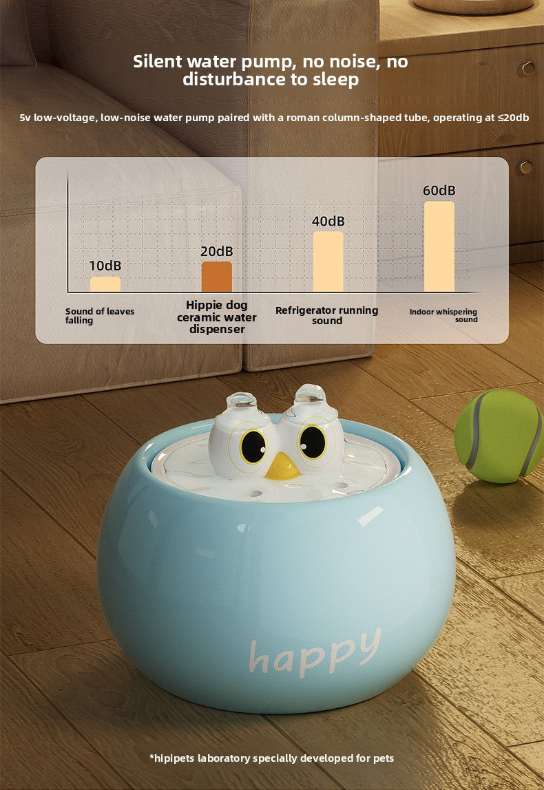 Premium Quiet Ceramic Cat Dog Water Fountain Automatic Circulating Drinker with Filter for Fresh Water
