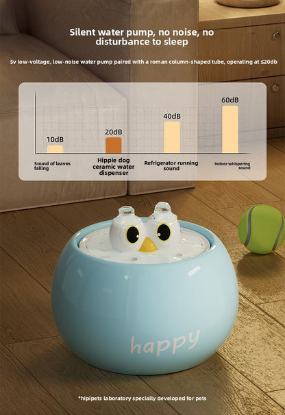 Premium Quiet Ceramic Cat Dog Water Fountain Automatic Circulating Drinker with Filter for Fresh Water
