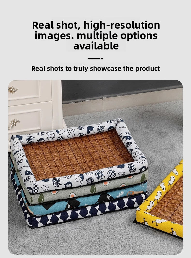 Pet Supplies Summer Cooling Mat Nest Rattan Woven Ice Bed for Cats Sleep
