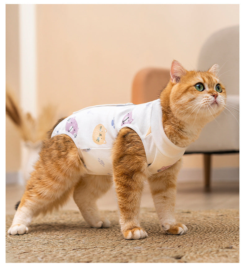 Post Surgery Cat Recovery Suit for Female Cats Anti Lick Cone Alternative Soft Breathable Pet Surgical Suit Spay Neuter Recovery
