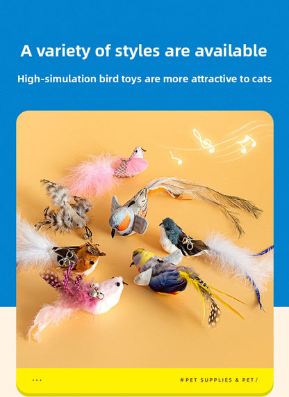 Realistic Bird Feather Bell Replacement Head for Cat Teaser Wand Pet Toy