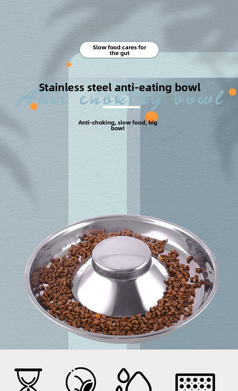 New Stainless Steel Anti-Choke Dog and Cat Slow Feeder Premium Pet Bowl