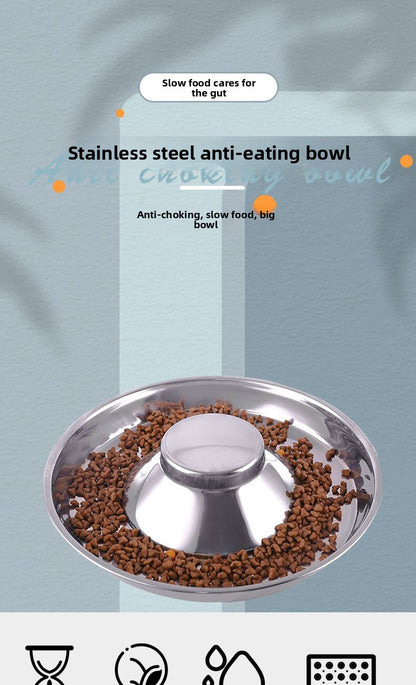 New Stainless Steel Anti-Choke Dog and Cat Slow Feeder Premium Pet Bowl