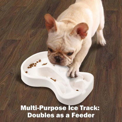 Pet Cooling and Heat Relief Feeding Bowl Set Bone Paw Ice Cube Silicone Mold Dog Cat Lick Bowl