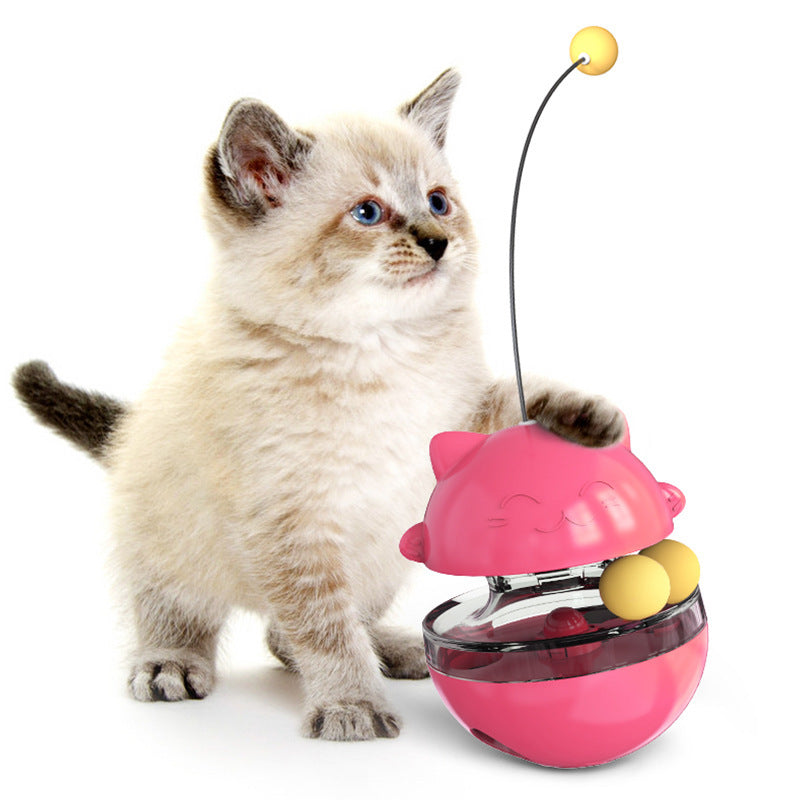 Pet Wholesale Wobble Cat Toy Feeding Ball Self-entertaining Fur Ball Cat Teaser Wand Spinner