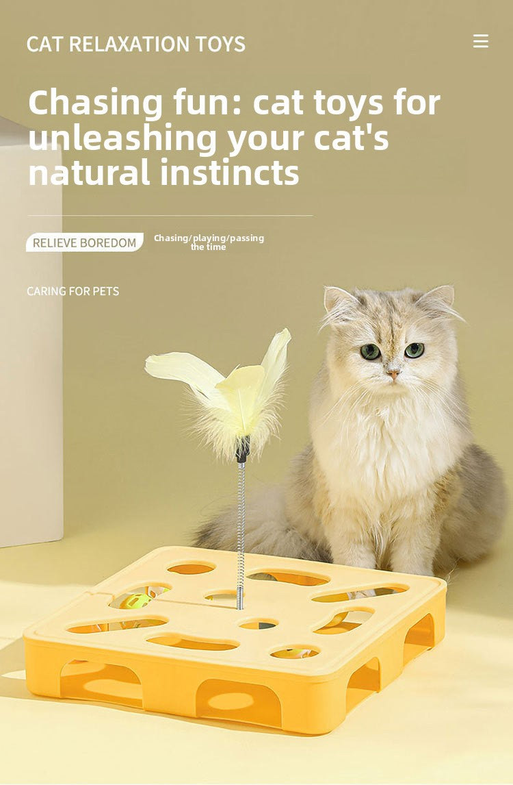 Cat Teaser Wand Toy Self-Entertainment Boredom Relief Energy Consuming Fun Kitten Educational Game Box Bell Maze Box