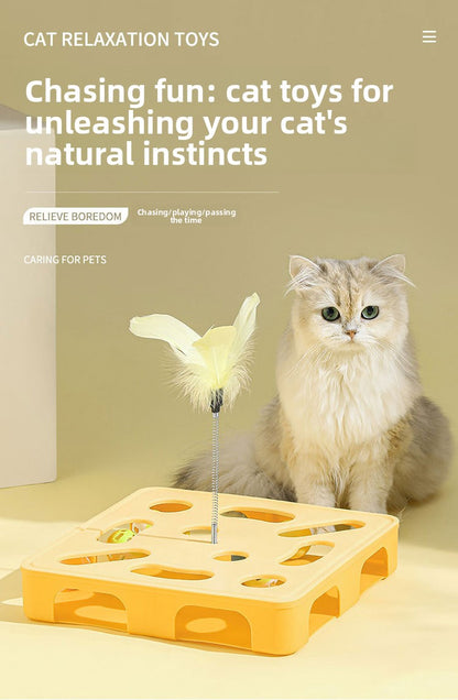 Cat Teaser Wand Toy Self-Entertainment Boredom Relief Energy Consuming Fun Kitten Educational Game Box Bell Maze Box