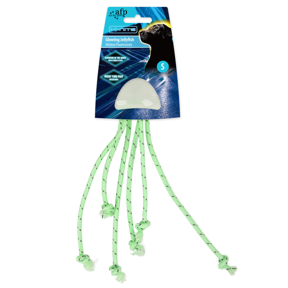 Dog Teeth Cleaning Night Glow Jellyfish TPR Drag Toy