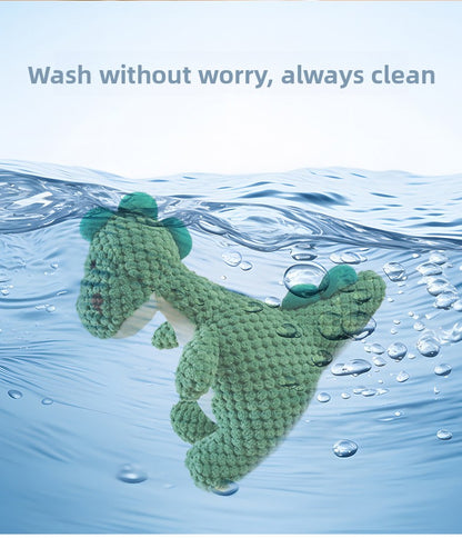 Durable Dinosaur Plush Dog Toy with Squeaker Interactive Chew Toy for Small Medium Dogs Tough Chewers Pet Supplies Puppy Teething
