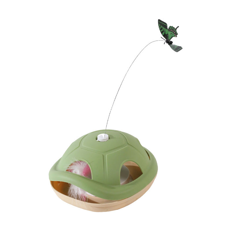 Energy-Consuming Cat Toy Meow Heart Treasure Box with Electric Rotating Turtle