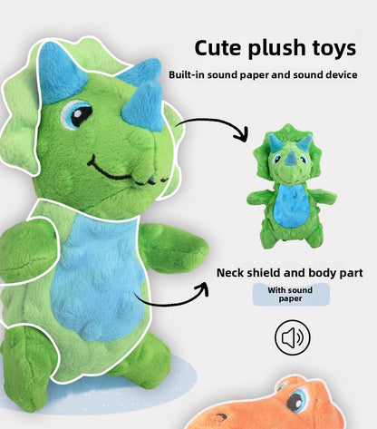 Dog Sound Plush Dinosaur Toy with Crinkle Paper for Durable Chewing