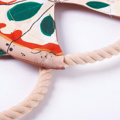 Interactive Dog Frisbee Toy Bite Resistant Cotton Rope Flying Disc for Outdoor Fetch Training and Teeth Cleaning Pizza Shaped Pet Toy