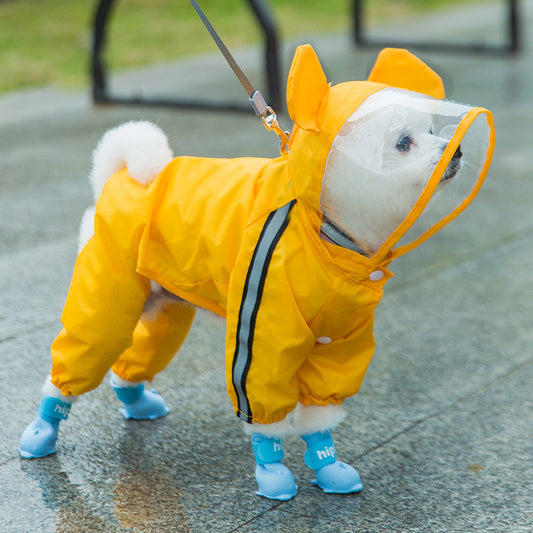 Waterproof Pet Raincoat Full Coverage Four Legged Design for Small and Medium Dogs Summer Outdoor Adventure Cartoon Teddy Dog Clothes