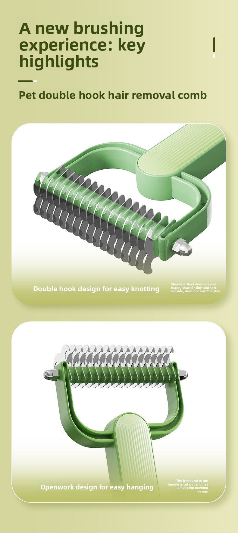 New Double-Sided Thinning Pet Knot-Opening Comb for Dog Cat Wholesale