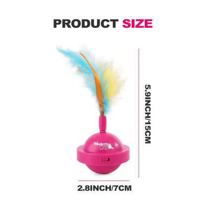 USB Rechargeable Cat Ball Toy 360-Degree Rotating Feather Ribbon Teaser