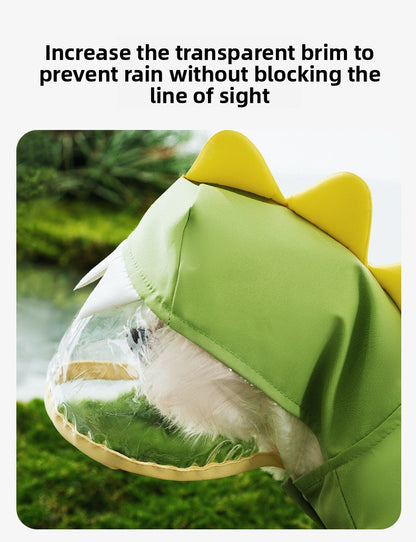 3D Dinosaur Tail Dog Raincoat Waterproof Reflective Pet Rain Poncho for Medium Large Breeds Like Golden Retriever Hooded Rain Gear