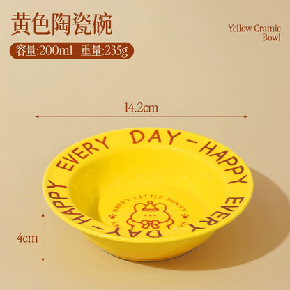 Ceramic Elevated Cat and Dog Food Bowl with Anti-Spill Design