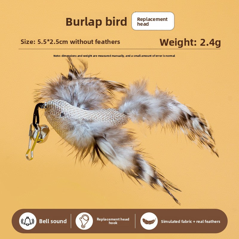 Realistic Bird Feather Bell Replacement Head for Cat Teaser Wand Pet Toy