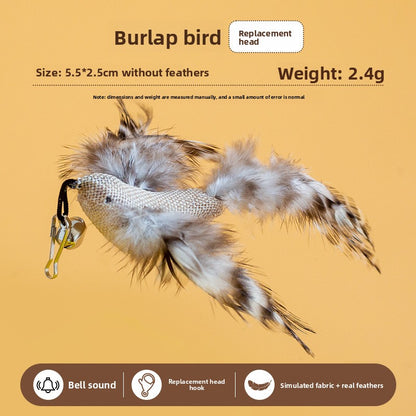 Realistic Bird Feather Bell Replacement Head for Cat Teaser Wand Pet Toy