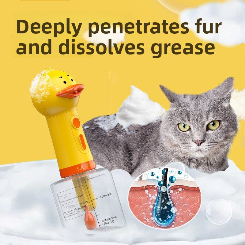Professional Pet Bath Foam Maker Machine Automatic Foamer for Dogs Cats with Adjustable Dilution Bottle and Cute Yellow Duck Design