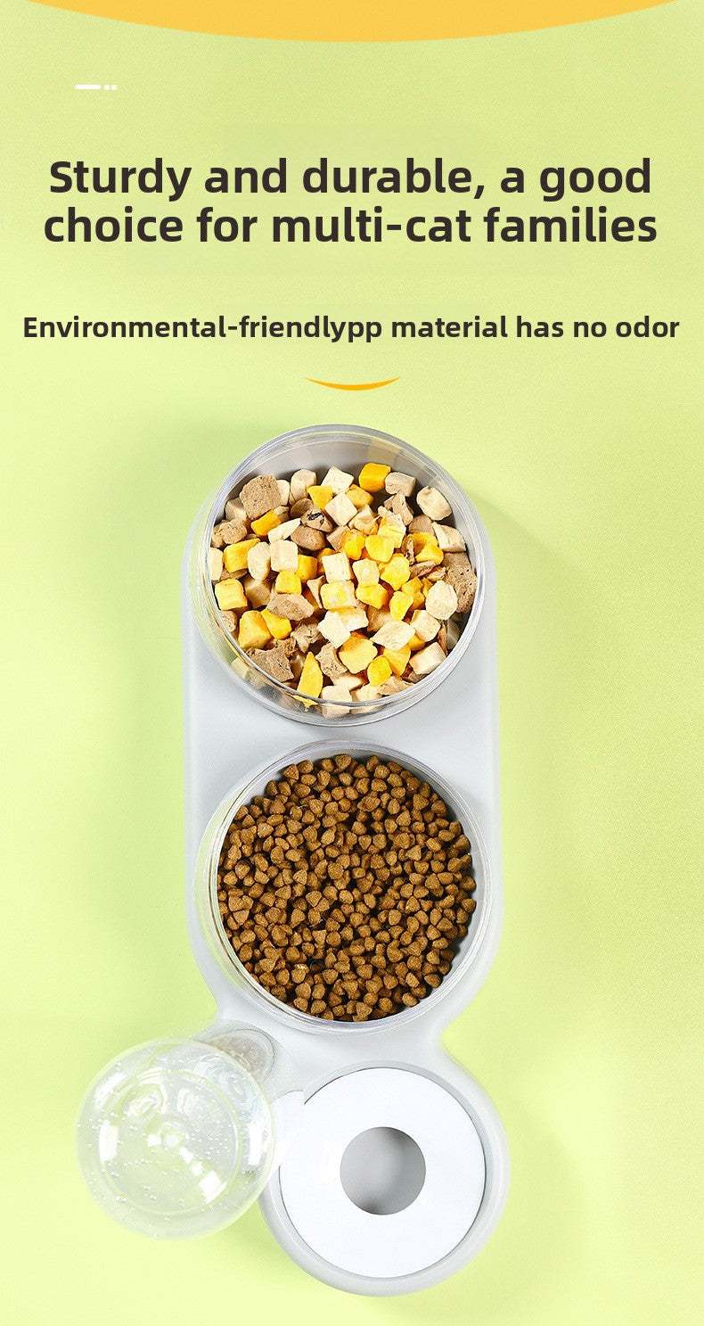 Double Bowl Automatic Cat Feeder and Dog Water Dispenser Adjustable Elevated Pet Bowl Set for Mealtime Comfort and Convenience