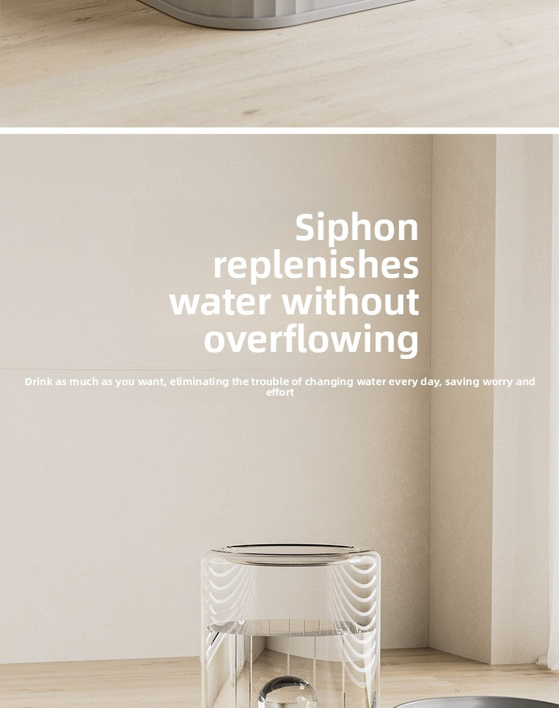 Cat Water Fountain Combined with Automatic Pet Feeder and Flowing Drinking Water Bowl