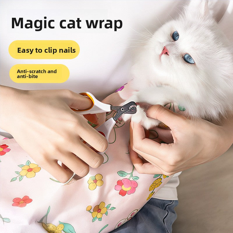 Lingette de toilettage auto-adhésive pour chat, idéale pour couper les griffes, nettoyer et retenir votre animal de compagnie sans le griffer, avec fermeture adhésive réglable. 