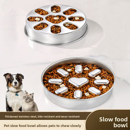 304 Stainless Steel Slow Feeder Heart Bowl for Cats and Dogs