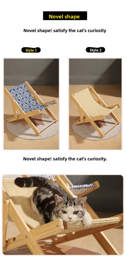 Jianma Solid Wood Adjustable Cat Sofa Chair Scratch-Resistant Cat Bed Lounger Pet Furniture
