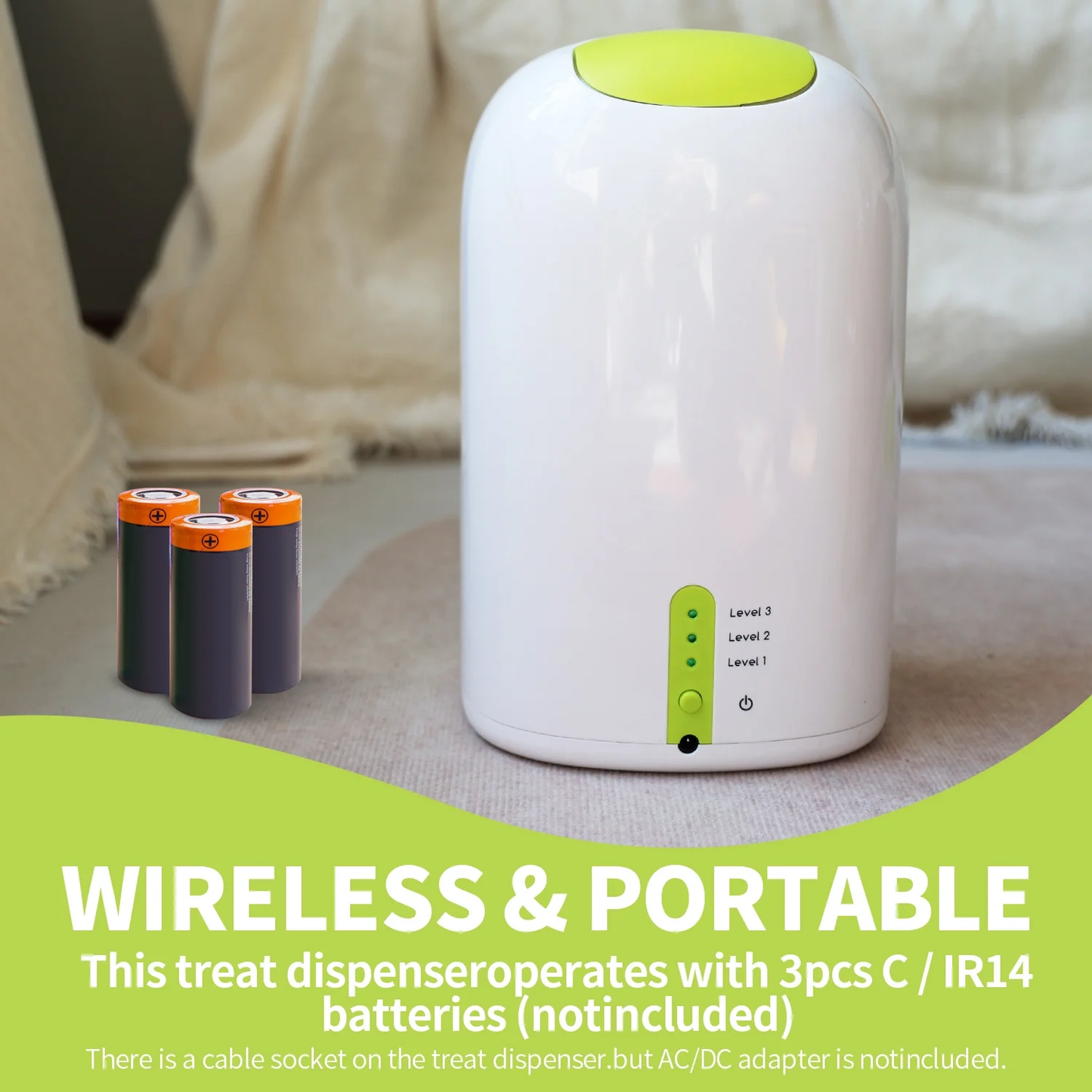 Educational Dog Toy Rolling Tennis Snack Dispenser with 4-Color Recording Feature